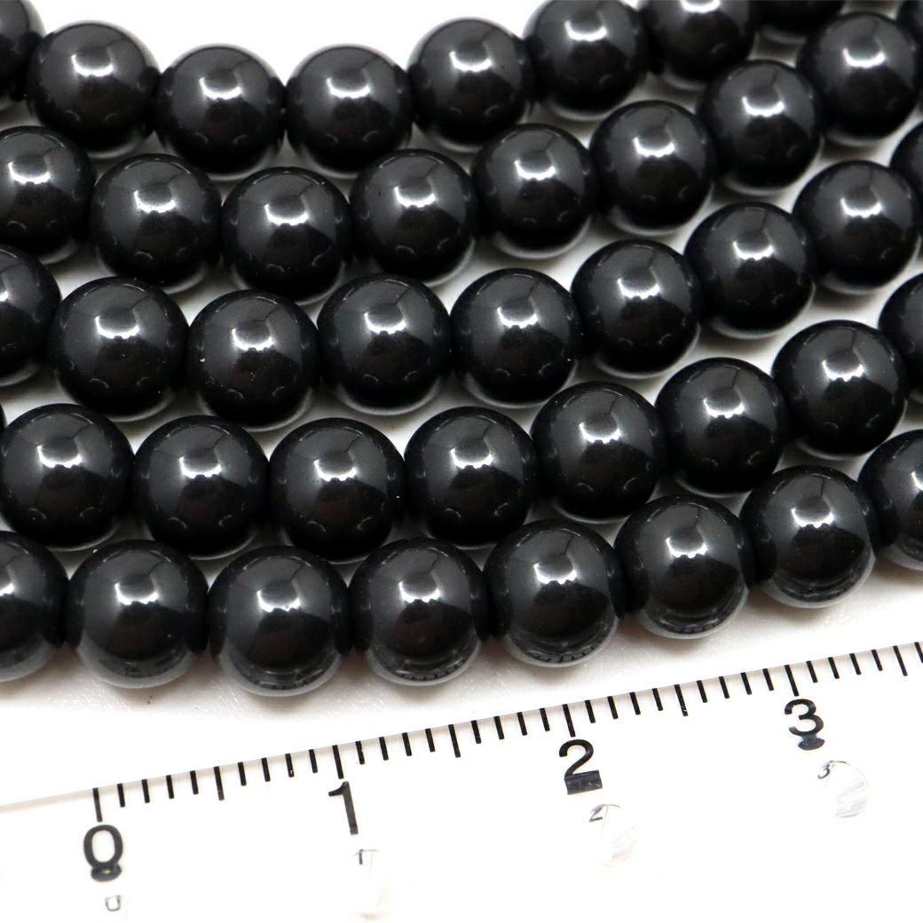 北投石 ビーズ パーツ 6mm 黒色 ブラック 一連 約40cm 台湾産 ほくとうせき セラミック ラジウム Hokutolite