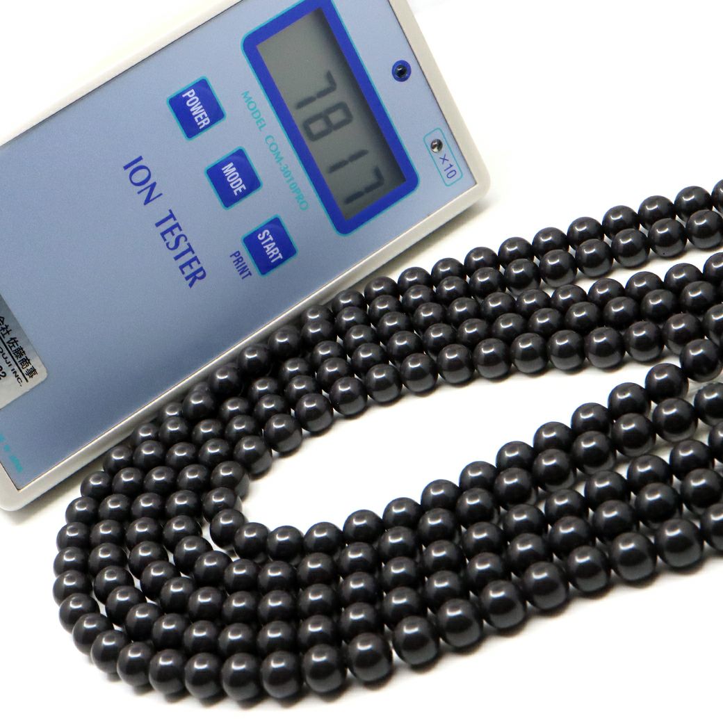 北投石 ビーズ パーツ 8mm 黒色 ブラック 一連 約40cm 台湾産 ほくとうせき セラミック ラジウム Hokutolite