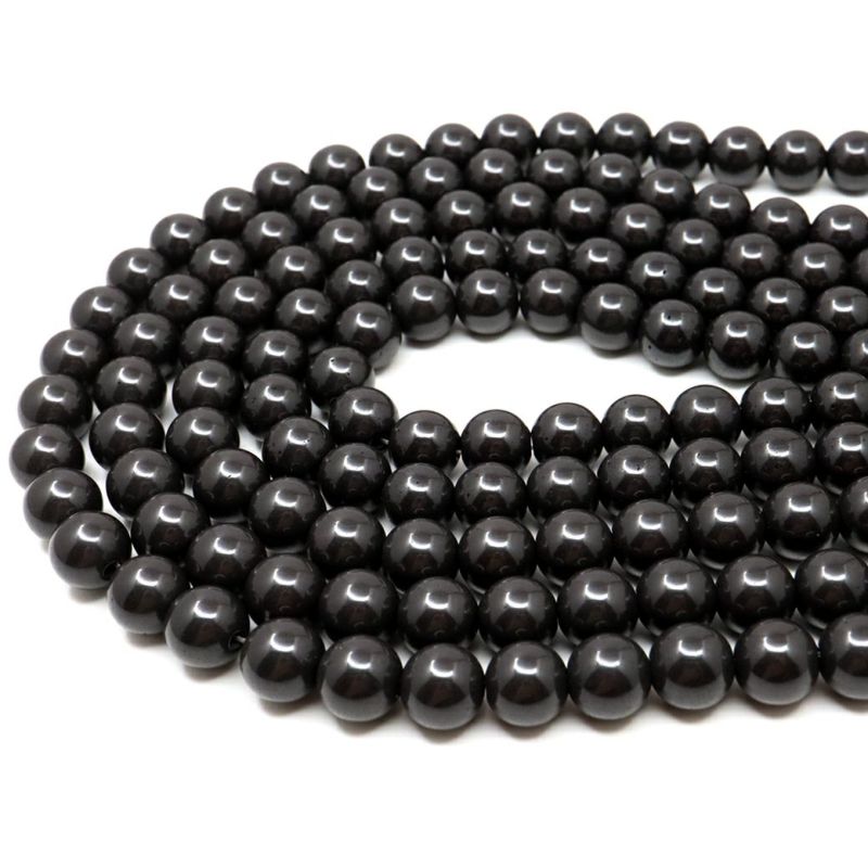 北投石 ビーズ パーツ 10mm 黒色 ブラック 一連 約40cm 台湾産 ほくとうせき セラミック ラジウム Hokutolite