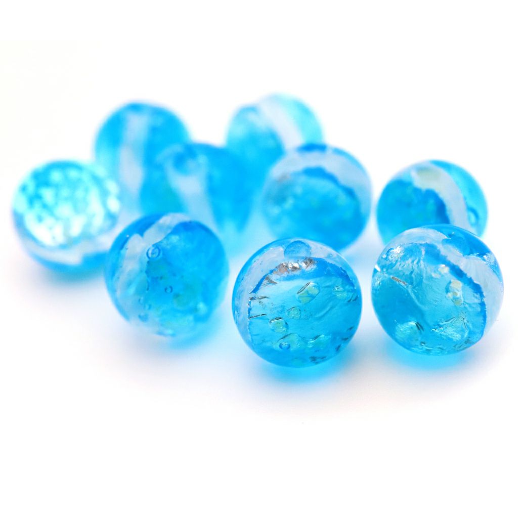 パナリブルー ホタルガラス ビーズ 粒売り 8mm 光る 夜光 バラ売り とんぼ玉 パーツ 沖縄 お土産 パナリ島