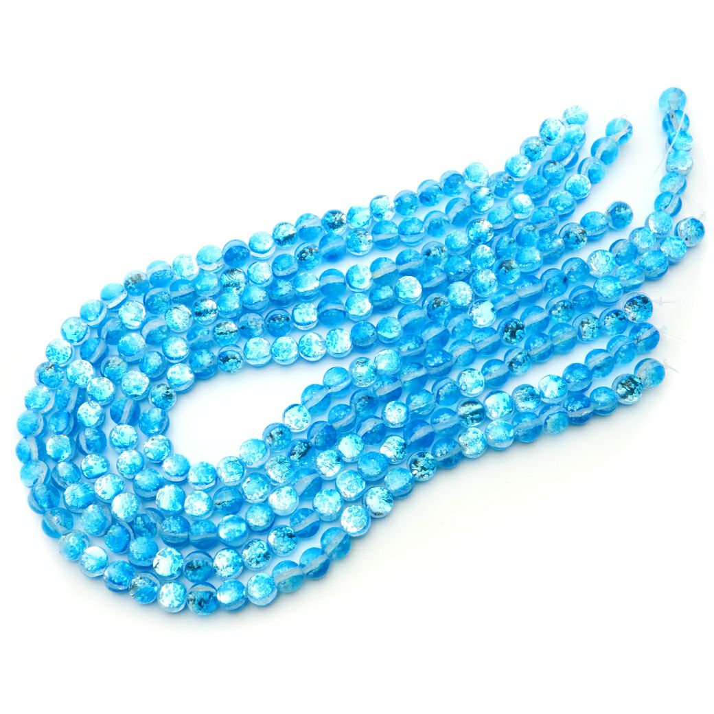 パナリブルー ホタルガラス ビーズ 一連 8mm 50玉 光る 夜光 とんぼ玉 パーツ 沖縄 お土産 パナリ島