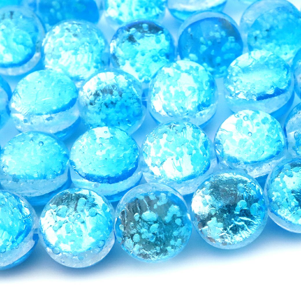 パナリブルー ホタルガラス ビーズ 一連 10mm 40玉 光る 夜光 とんぼ玉 パーツ 沖縄 お土産 パナリ島