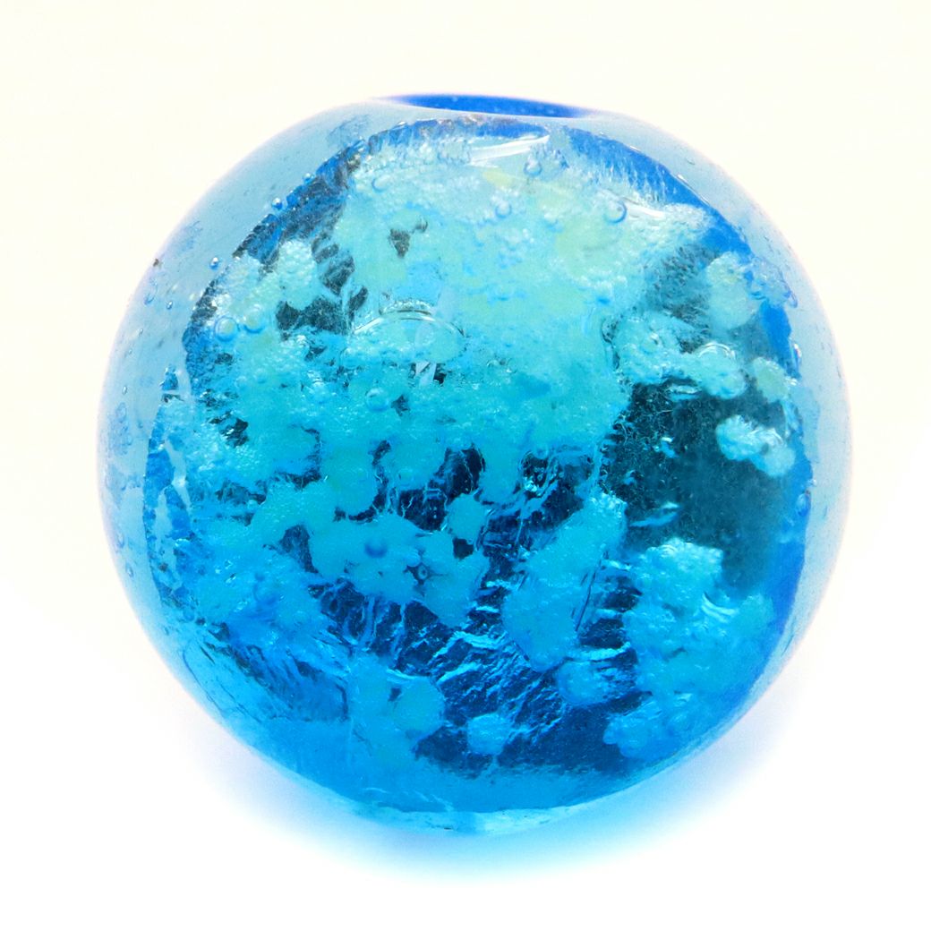 パナリブルー ホタルガラス ビーズ 一連 12mm 33玉 光る 夜光 とんぼ玉 パーツ 沖縄 お土産 パナリ島