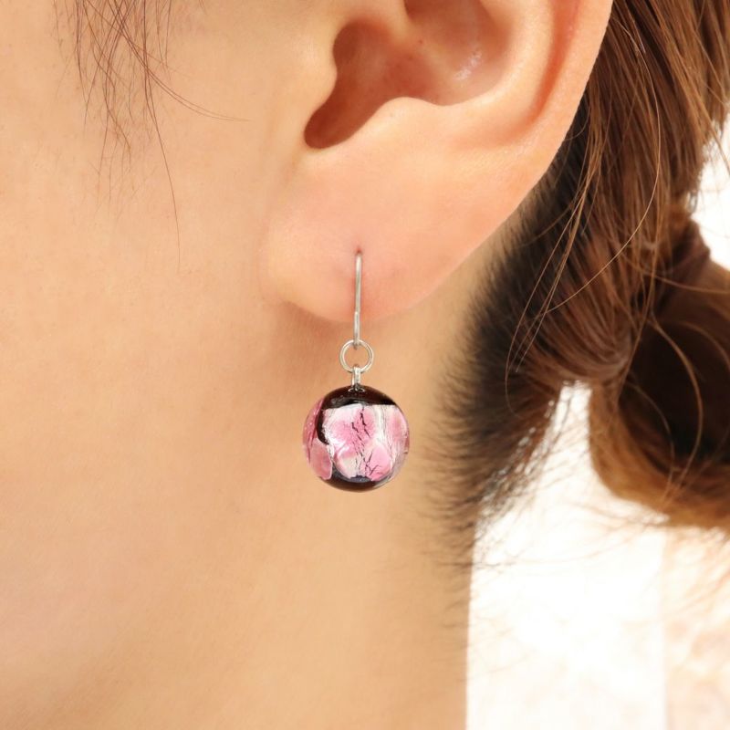 ホタルガラス ピアス レディース 5色から選べる チタン製 とんぼ玉